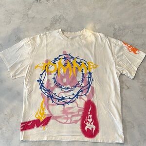 BooHoo Man Graphic T-Shirt with Flame and Barbed Wire Design
